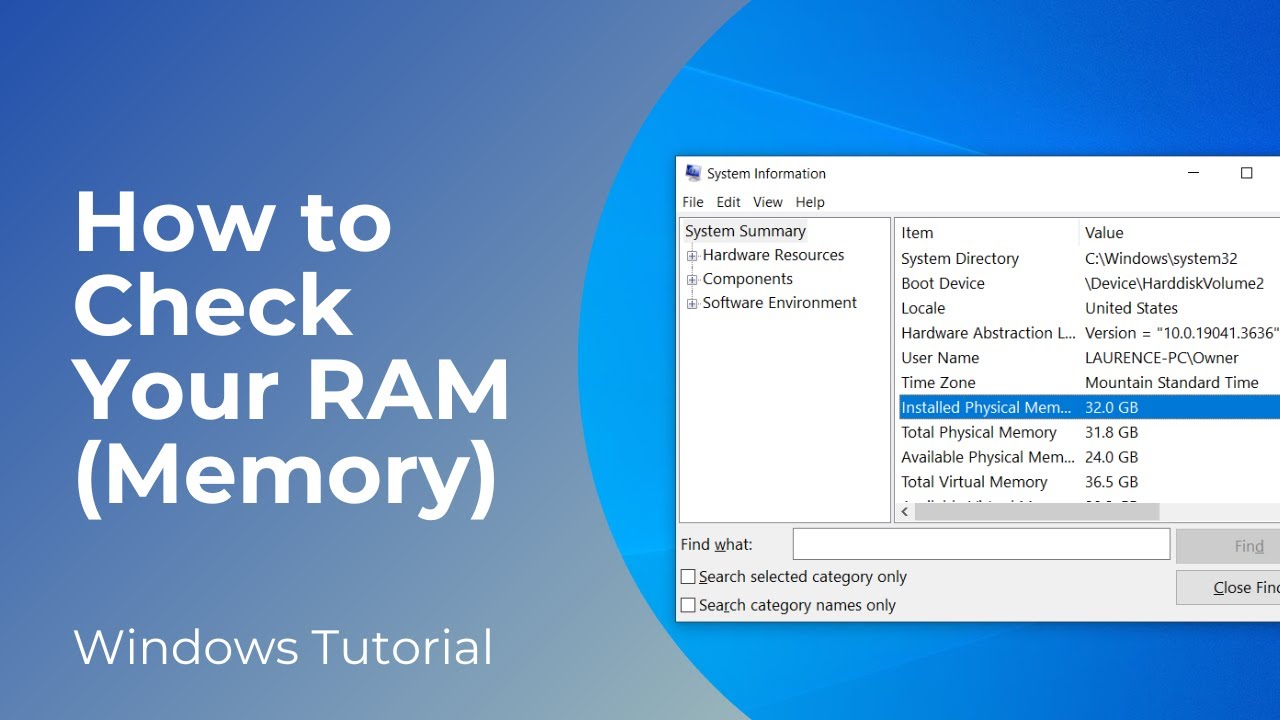 Ram check memory windows computer system storage capacity tool directx installing operating methods installed temporary browser serves documents web article