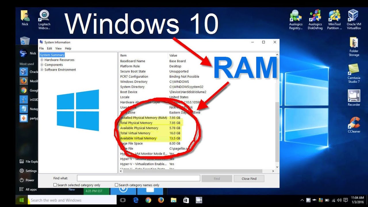 Cara cek kapasitas RAM dan ROM di windows 10